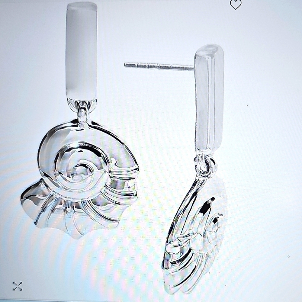 NWT On 34th Bar & Seashell Drop  Silver Post Back Earrings